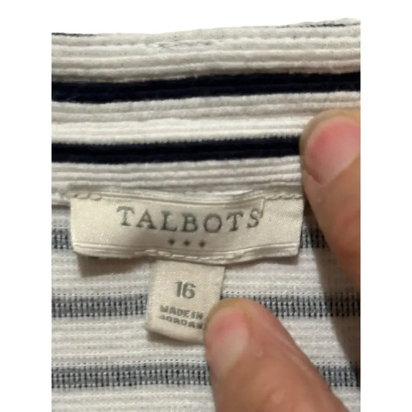 Talbots Black & White Striped Nautical Rope Neckline Sheath Dress Size 16 - Picture 5 of 8